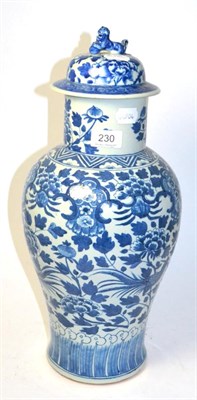 Lot 230 - A Chinese blue and white baluster vase circa 1900 with associated cover