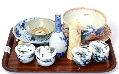 Lot 239 - A group of Oriental ceramics including Chinese bowls, Japanese covered pots etc