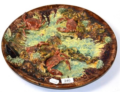 Lot 240 - A Portuguese Palissy style crab dish (a.f.)