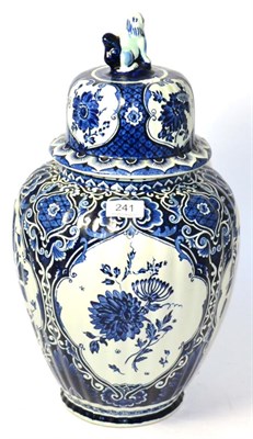 Lot 241 - A modern decorative blue and white vase and cover