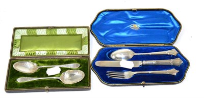 Lot 254 - Two cased silver christening sets