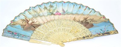 Lot 303 - Pre 1947 ivory fan with painted panels