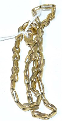 Lot 316 - A 9ct gold fancy link necklace, 43cm long, 18.2g