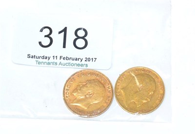 Lot 318 - An Edward VII 1905 and a George V 1911 half sovereign  (2)