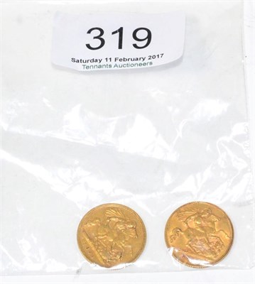 Lot 319 - A Victorian 1894 half sovereign and a George V 1911 half sovereign (2)