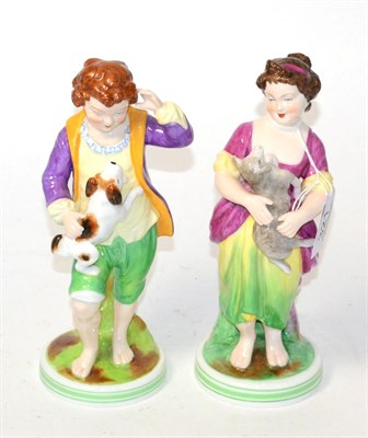 Lot 321 - A pair of Copeland Spode figures, French Shepherd Boy and French Shepherd Girl