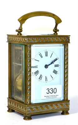 Lot 330 - A brass striking carriage clock