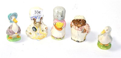 Lot 334 - A Collection of Beswick Beatrix Potter comprising 'Goody Tiptoes', 'Mrs Tiggywinkle', 'Lady...