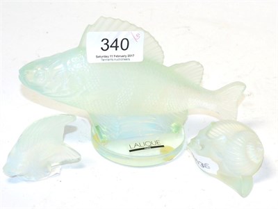 Lot 340 - A modern opalescent Lalique carp, a Lalique snail and a Lalique angel fish