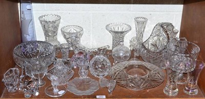 Lot 382 - A quantity of glassware including vases, basket and a pin dish depicting a yam and inscribed...