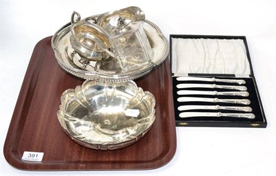 Lot 391 - A silver sugar and cream and a quantity of plate