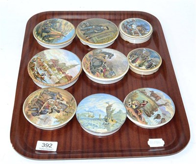 Lot 392 - Nine various Prattware pot lids