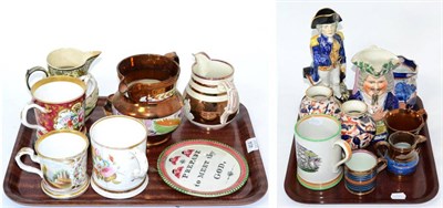 Lot 404 - A group of 18th and 19th century English pottery and porcelain including Staffordshire toby...