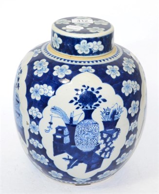 Lot 412 - A Chinese porcelain blue and white ginger jar and cover, circa 1900