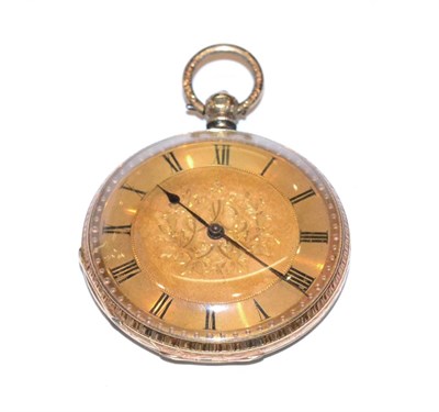 Lot 430 - A pocket watch stamped '18k', with gilt dial and Roman numerals