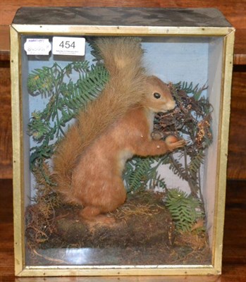 Lot 454 - A late Victorian taxidermy of a red squirrel on a naturalistic base in a glazed case&nbsp