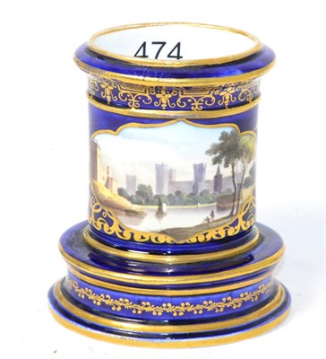 Lot 474 - An early 19th century Spode spill vase, painted with a view of 'City of York', on a blue...