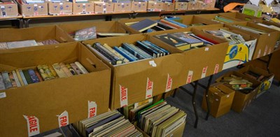 Lot 1095 - Fourteen boxes of books including novels, gardening, topographical, sport, and political...