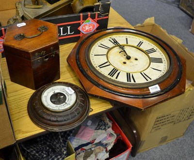 Lot 1108 - Ansonia wall clock, aneroid barometer and squeeze box case