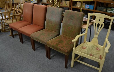 Lot 1157 - Four modern upholstered chairs and a painted chair (5)