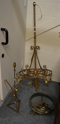 Lot 1174 - Four various brass and copper light fittings&nbsp