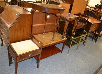 Lot 1192 - A group of furniture comprising a demi lune hall table, 2 nesting tables, a 3 division...