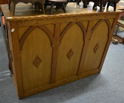 Lot 1198 - An oak Gothic style reception counter