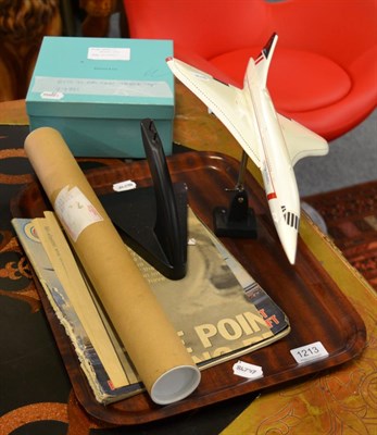 Lot 1213 - A scale model of Concorde by Brave Delta models and a group of Concorde memorabilia