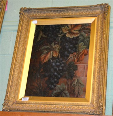 Lot 1233 - Edwin Steele (19th century school) Still life of black grapes and vines before a brick wall, signed