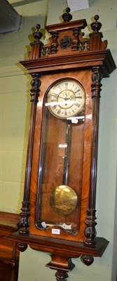 Lot 1266 - A Vienna type wall timepiece, walnut veneered case