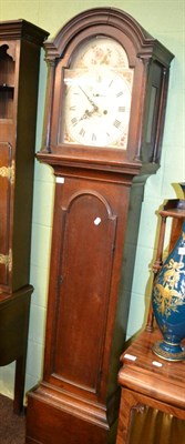 Lot 1269 - An oak eight day longcase clock, arch painted dial signed George Rowning