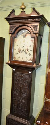 Lot 1271 - An oak carved eight day longcase clock, arch painted dial signed Thomas, Read, Manchester,...