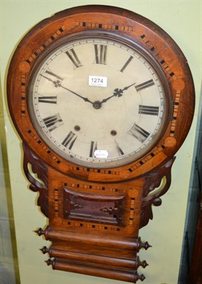 Lot 1274 - An inlaid drop dial striking wall clock