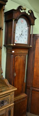 Lot 1286 - Mahogany eight day longcase clock, painted arch dial inscribed J. Jaaques, Wakefield