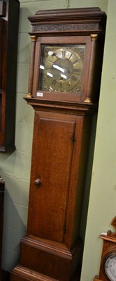 Lot 1288 - An oak thirty hour longcase clock, square brass dial with the chapter ring singed Benji Reeves,...