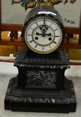 Lot 1307 - Green marble and slate mantel clock