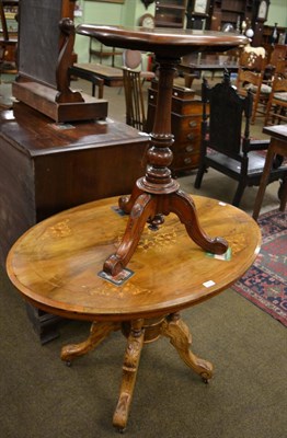 Lot 1310 - Victorian inlaid walnut oval loo table and a small Victorian oval tripod table