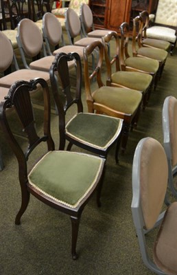 Lot 1335 - A set of five mid 19th century mahogany balloon back dining chairs, together with a pair of...