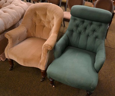 Lot 1336 - Two Victorian mahogany framed tub chairs&nbsp