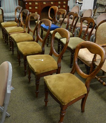 Lot 1339 - A set of eight Victorian mahogany balloon back dining chairs together with another pair of...