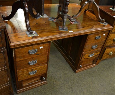 Lot 1362 - Elm twin pedestal desk