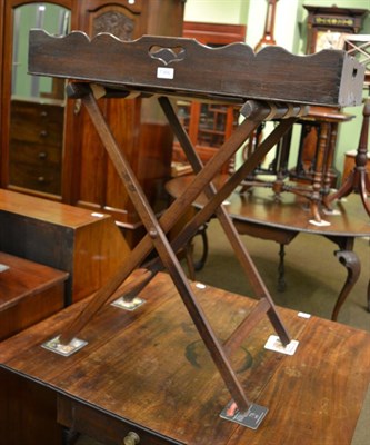 Lot 1366 - An oak butlers tray and later stand (from Tutbury Castle, Staffordshire)