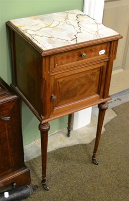 Lot 1379 - A French marble topped pot cupboard