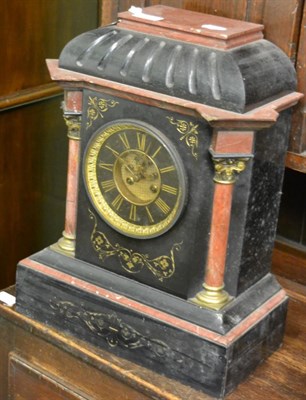 Lot 1385 - Black slate and marble striking mantle clock