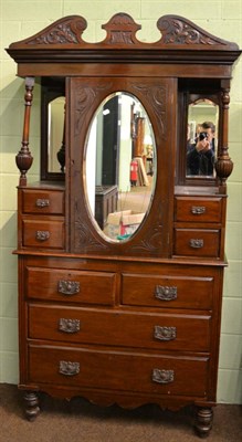 Lot 1387 - A mahogany chest of drawers with mirrored and recessed super structure