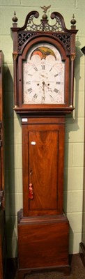 Lot 1389 - A mahogany eight day longcase clock, the arch painted moon faze dial signed Jno Gibson of Alnwick