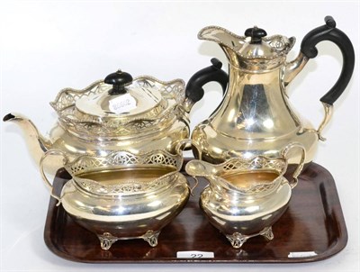 Lot 22 - A silver four piece tea set, Manoah Rhodes & Son, London, 1913