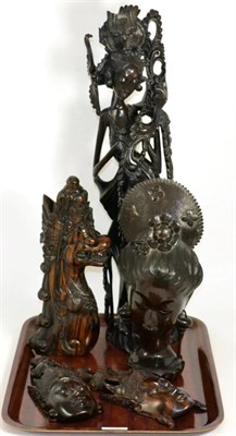 Lot 39 - Five assorted Bombay rosewood carvings mid/late 20th century in date (5)