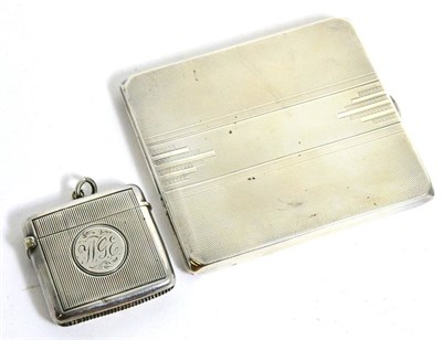 Lot 84 - An Art Deco silver cigarette case, Birmingham, 1932, of good weight; together with a silver...