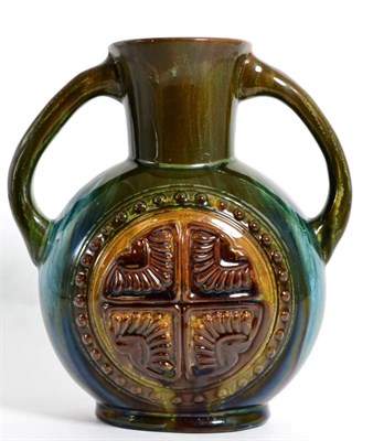 Lot 96 - A Linthorpe pottery lustre glazed twin handled vase by Christopher Dresser, no. 337, impressed...